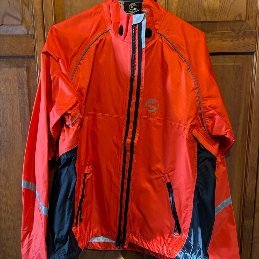 Showers Pass Orange and Black Windbreaker Jacket
